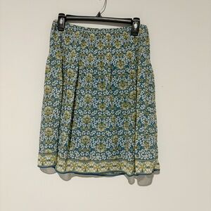 Max Studio Tiered A-Line Skirt Multi Floral Print Pull-On skirt blue yellow S